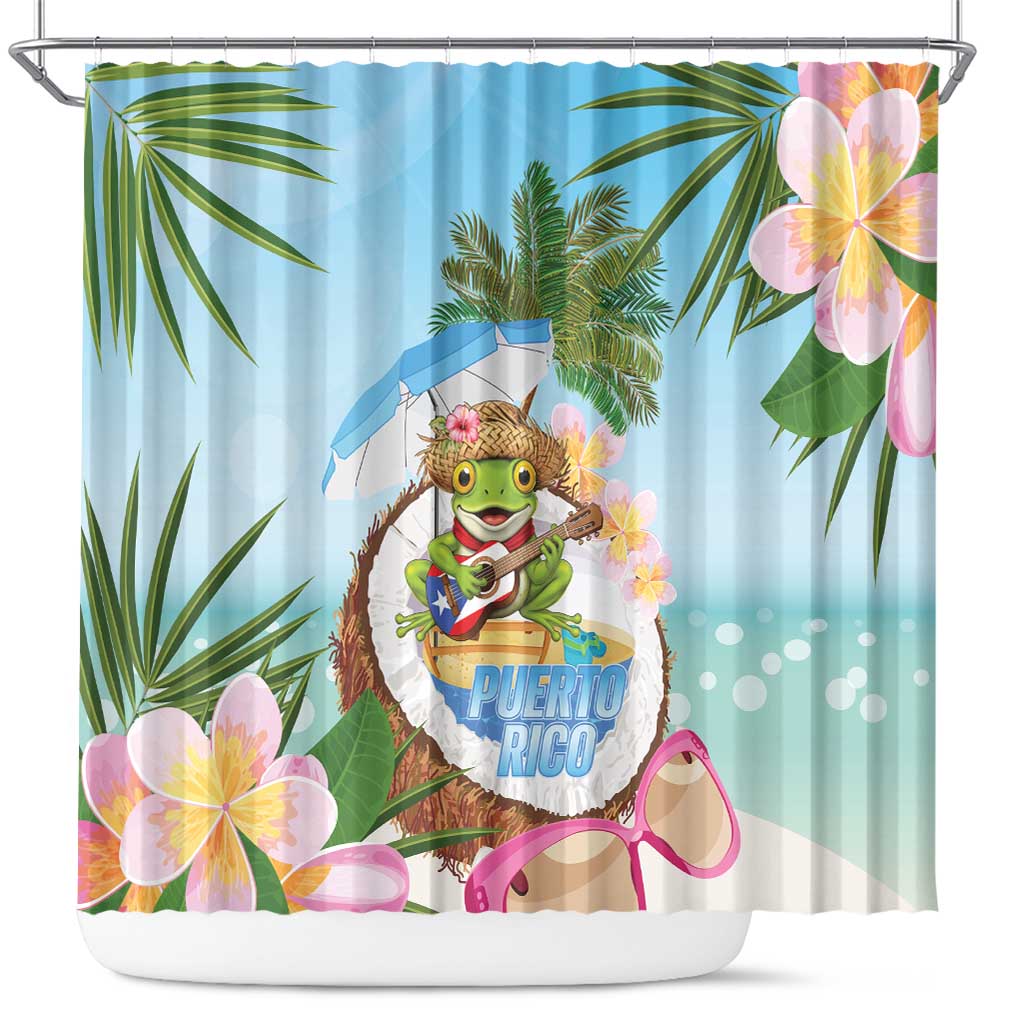 Puerto Rico Pava Coqui Shower Curtain Spirit Frog Tropical Beach Vibes - Wonder Print Shop