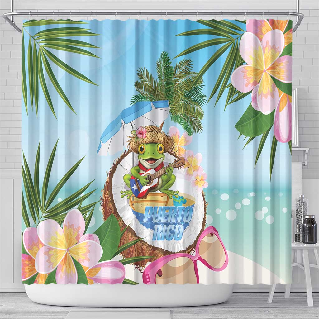 Puerto Rico Pava Coqui Shower Curtain Spirit Frog Tropical Beach Vibes - Wonder Print Shop