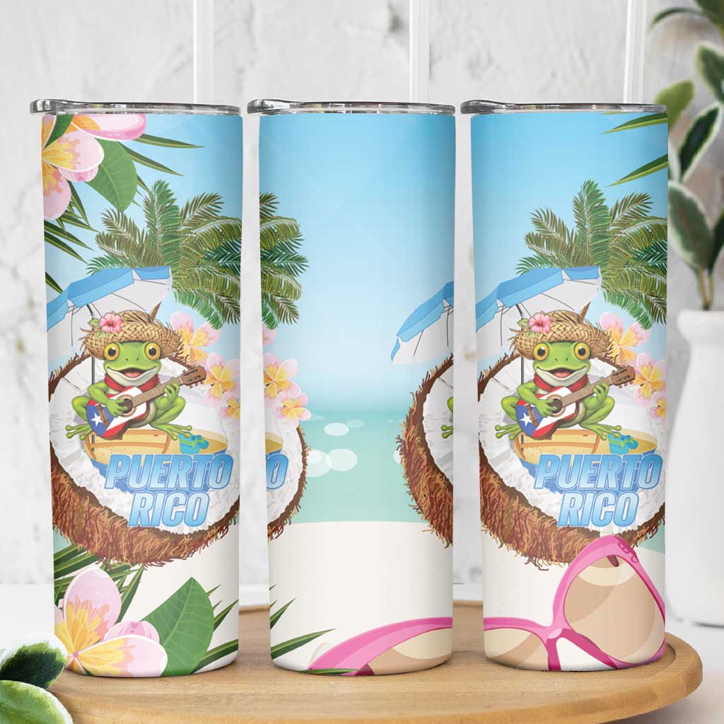 Puerto Rico Pava Coqui Skinny Tumbler Spirit Frog Tropical Beach Vibes - Wonder Print Shop