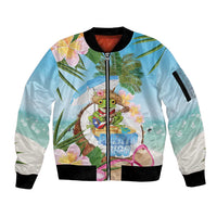Puerto Rico Pava Coqui Sleeve Zip Bomber Jacket Spirit Frog Tropical Beach Vibes - Wonder Print Shop