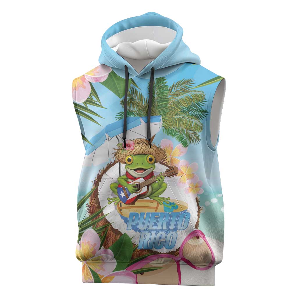 Puerto Rico Pava Coqui Sleeveless Hoodie Spirit Frog Tropical Beach Vibes - Wonder Print Shop