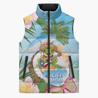Puerto Rico Pava Coqui Sleeveless Puffer Jacket Spirit Frog Tropical Beach Vibes - Wonder Print Shop
