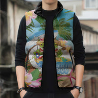 Puerto Rico Pava Coqui Sleeveless Puffer Jacket Spirit Frog Tropical Beach Vibes - Wonder Print Shop