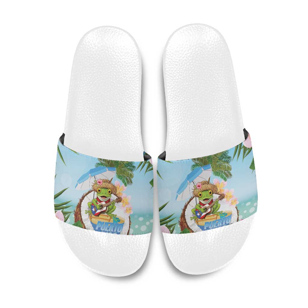 Puerto Rico Pava Coqui Slide Sandals Spirit Frog Tropical Beach Vibes - Wonder Print Shop