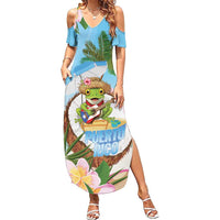 Puerto Rico Pava Coqui Summer Maxi Dress Spirit Frog Tropical Beach Vibes - Wonder Print Shop