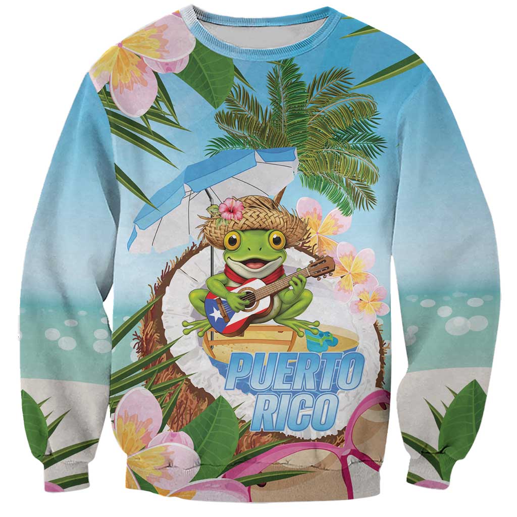 Puerto Rico Pava Coqui Sweatshirt Spirit Frog Tropical Beach Vibes - Wonder Print Shop
