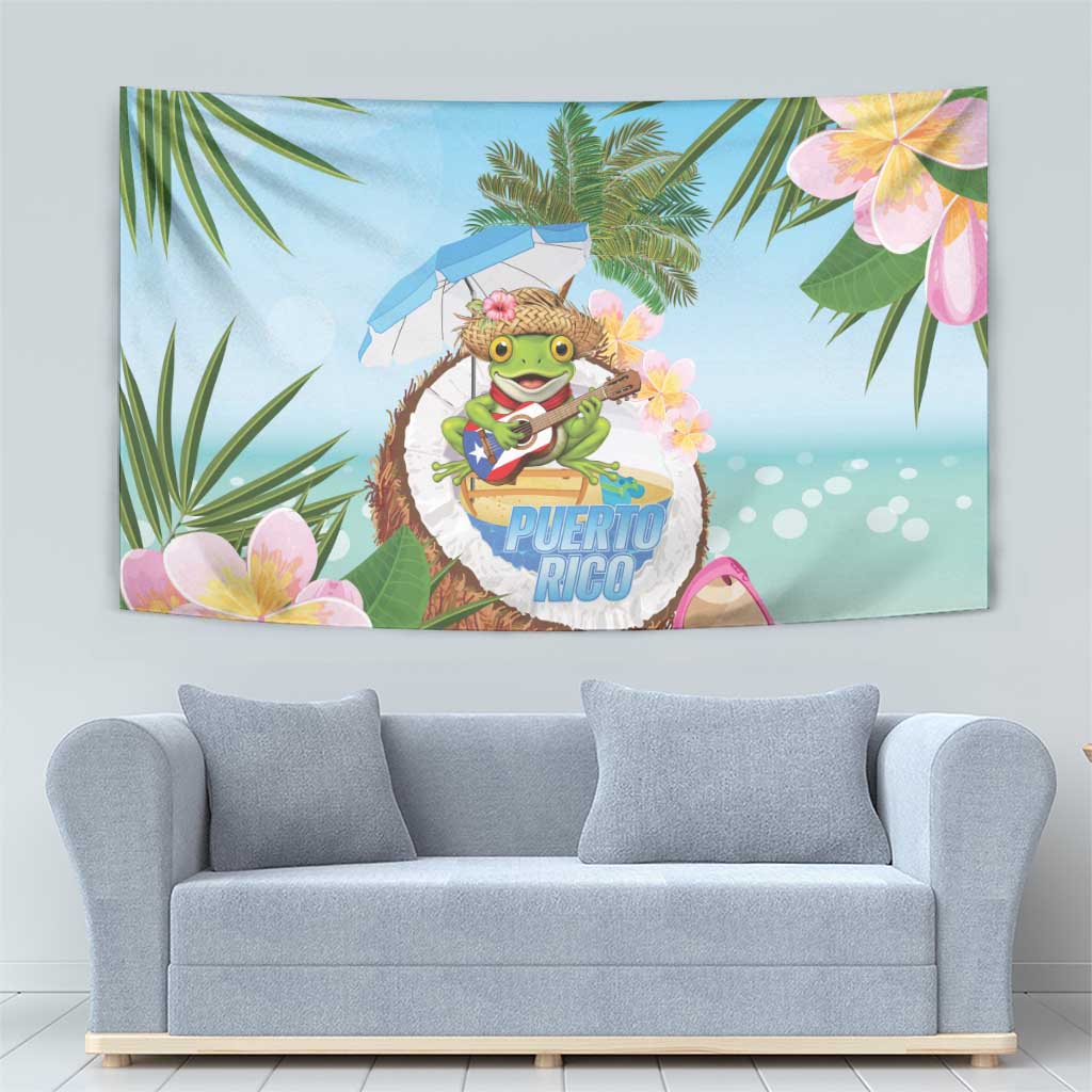 Puerto Rico Pava Coqui Tapestry Spirit Frog Tropical Beach Vibes - Wonder Print Shop