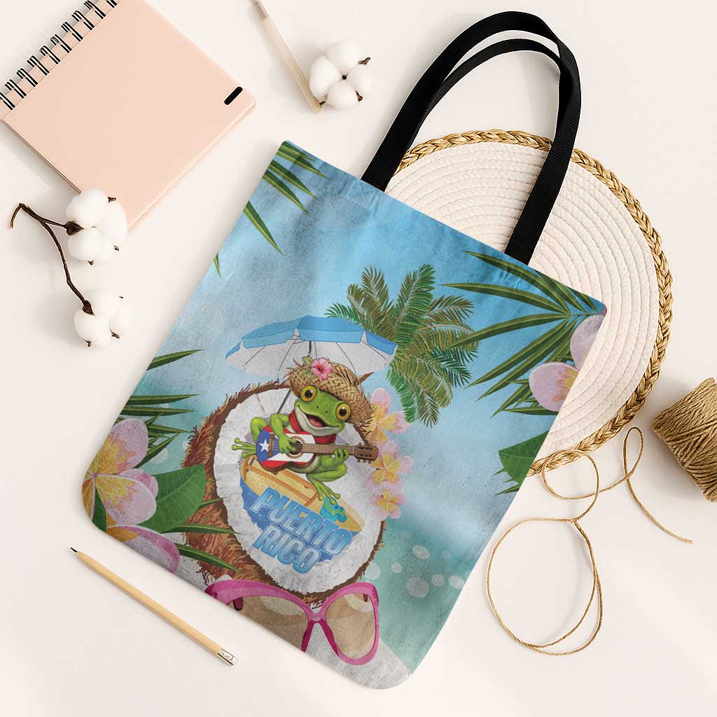 Puerto Rico Pava Coqui Tote Bag Spirit Frog Tropical Beach Vibes - Wonder Print Shop