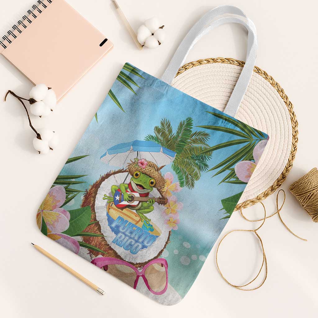 Puerto Rico Pava Coqui Tote Bag Spirit Frog Tropical Beach Vibes - Wonder Print Shop