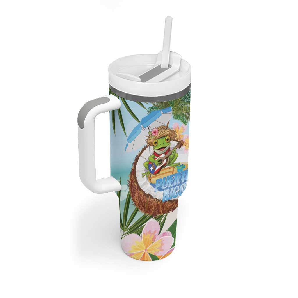 Puerto Rico Pava Coqui Tumbler With Handle Spirit Frog Tropical Beach Vibes - Wonder Print Shop