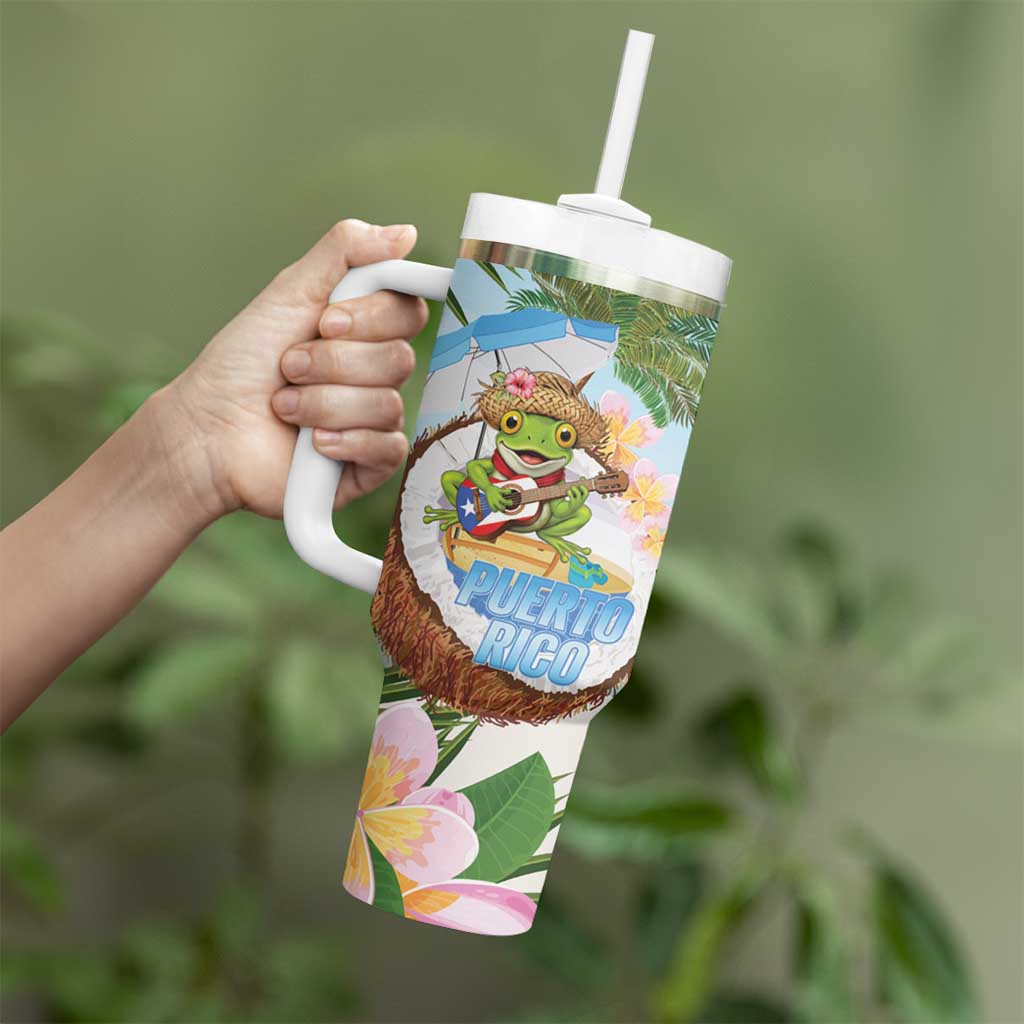 Puerto Rico Pava Coqui Tumbler With Handle Spirit Frog Tropical Beach Vibes - Wonder Print Shop
