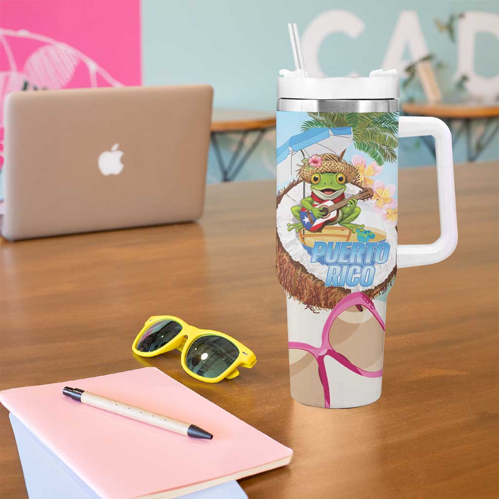 Puerto Rico Pava Coqui Tumbler With Handle Spirit Frog Tropical Beach Vibes - Wonder Print Shop
