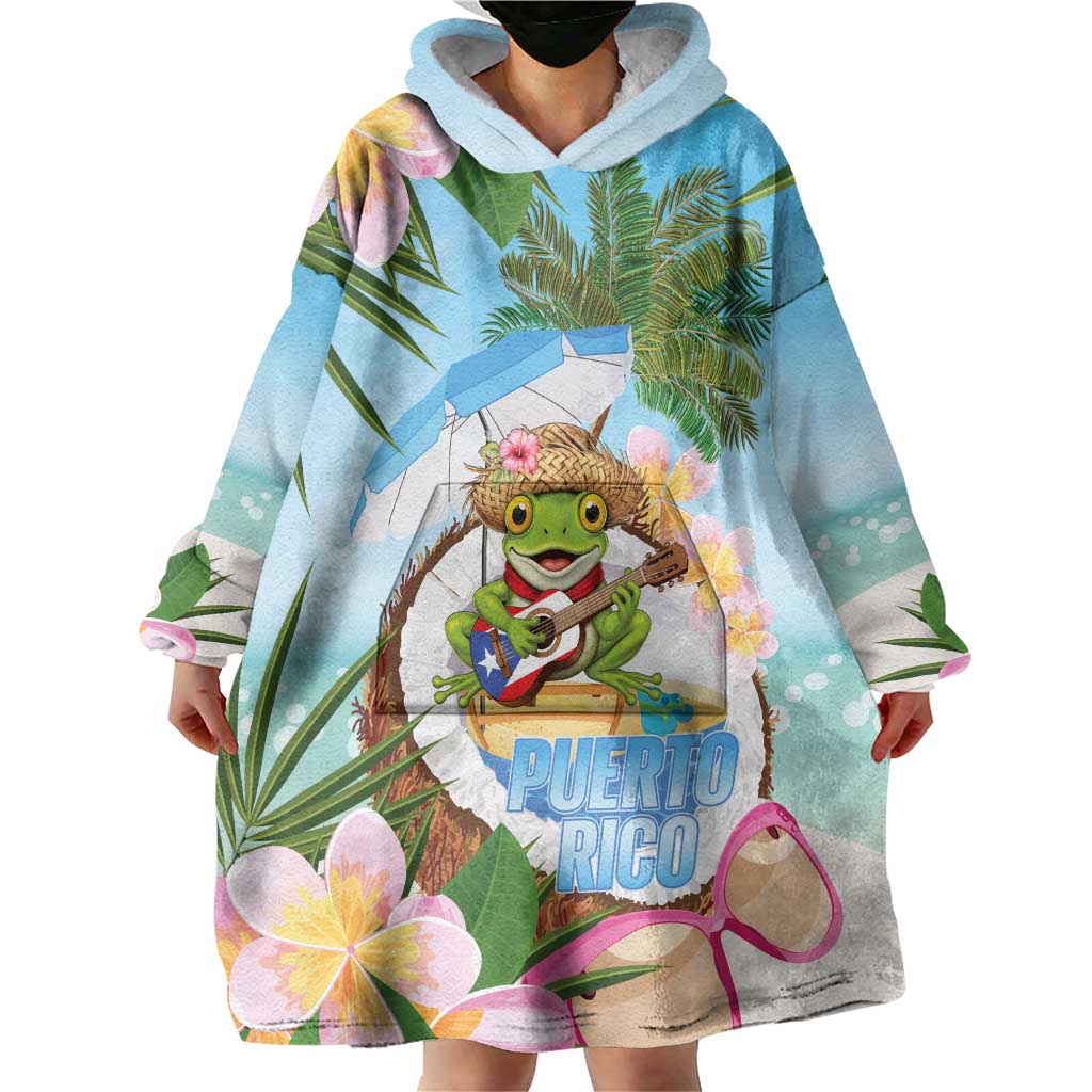 Puerto Rico Pava Coqui Wearable Blanket Hoodie Spirit Frog Tropical Beach Vibes - Wonder Print Shop
