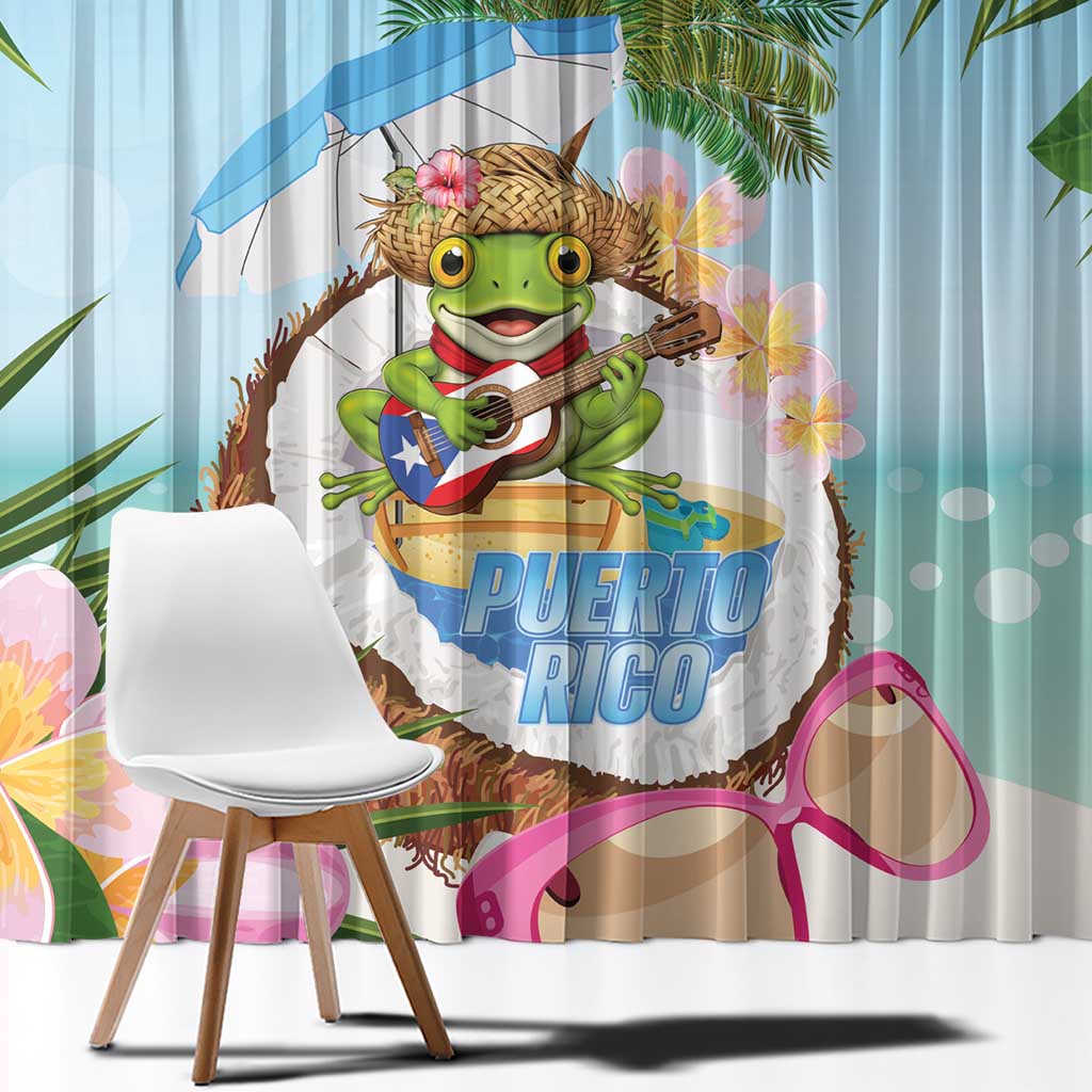 Puerto Rico Pava Coqui Window Curtain Spirit Frog Tropical Beach Vibes - Wonder Print Shop