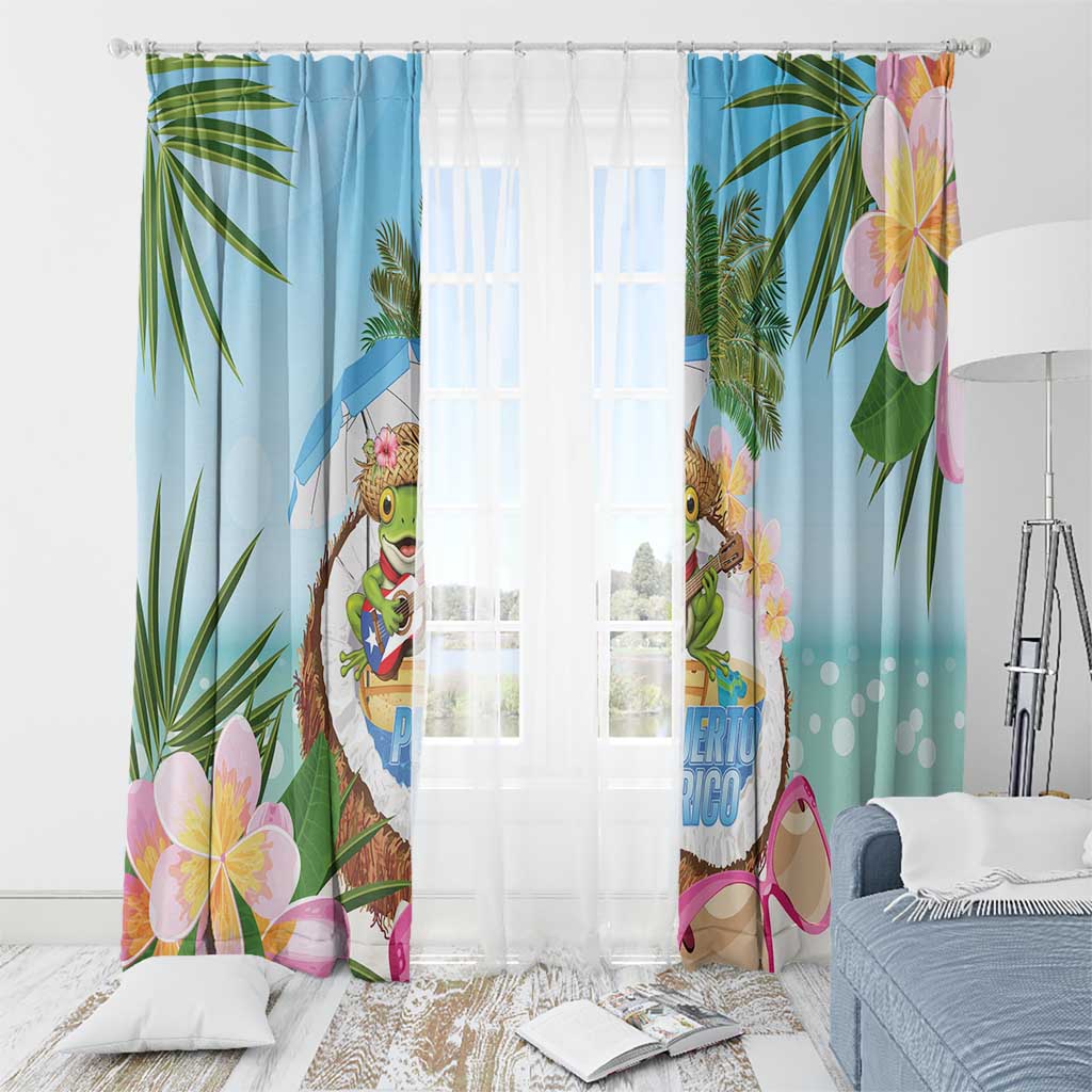 Puerto Rico Pava Coqui Window Curtain Spirit Frog Tropical Beach Vibes - Wonder Print Shop