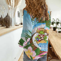 Puerto Rico Pava Coqui Women Casual Shirt Spirit Frog Tropical Beach Vibes - Wonder Print Shop