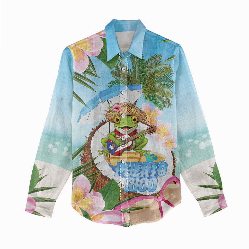 Puerto Rico Pava Coqui Women Casual Shirt Spirit Frog Tropical Beach Vibes - Wonder Print Shop