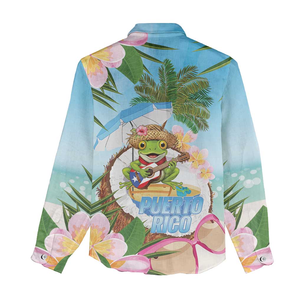 Puerto Rico Pava Coqui Women Casual Shirt Spirit Frog Tropical Beach Vibes - Wonder Print Shop