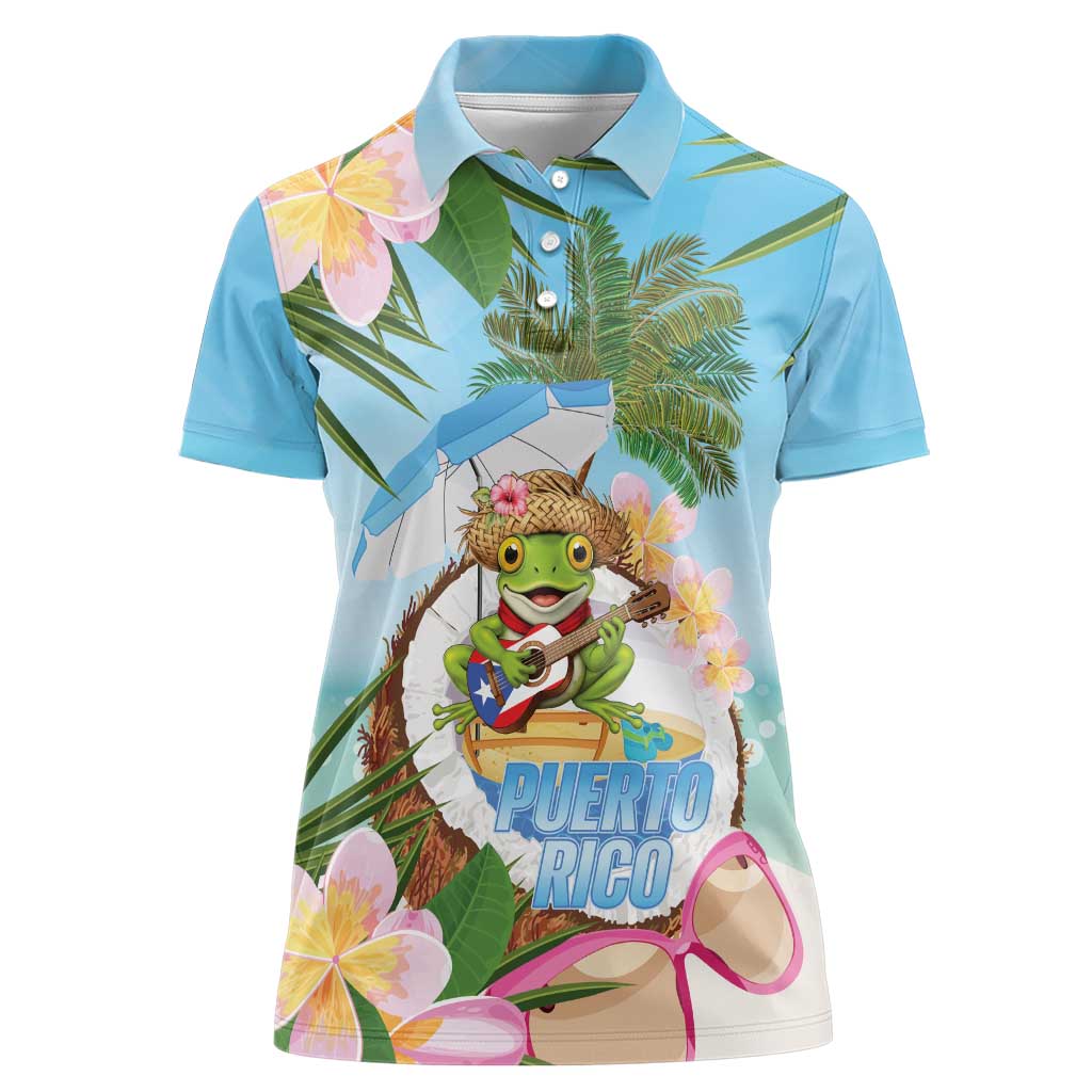 Puerto Rico Pava Coqui Women Polo Shirt Spirit Frog Tropical Beach Vibes - Wonder Print Shop