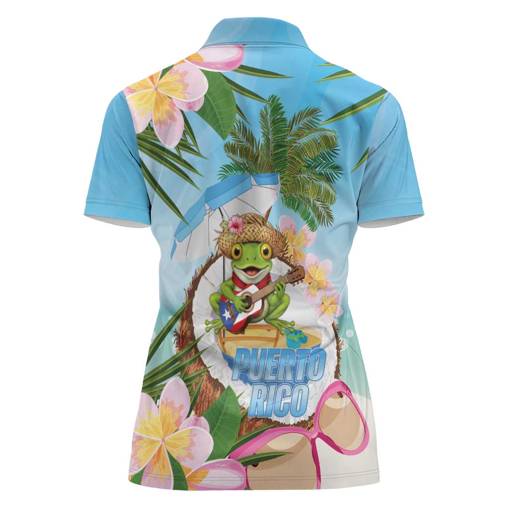 Puerto Rico Pava Coqui Women Polo Shirt Spirit Frog Tropical Beach Vibes - Wonder Print Shop