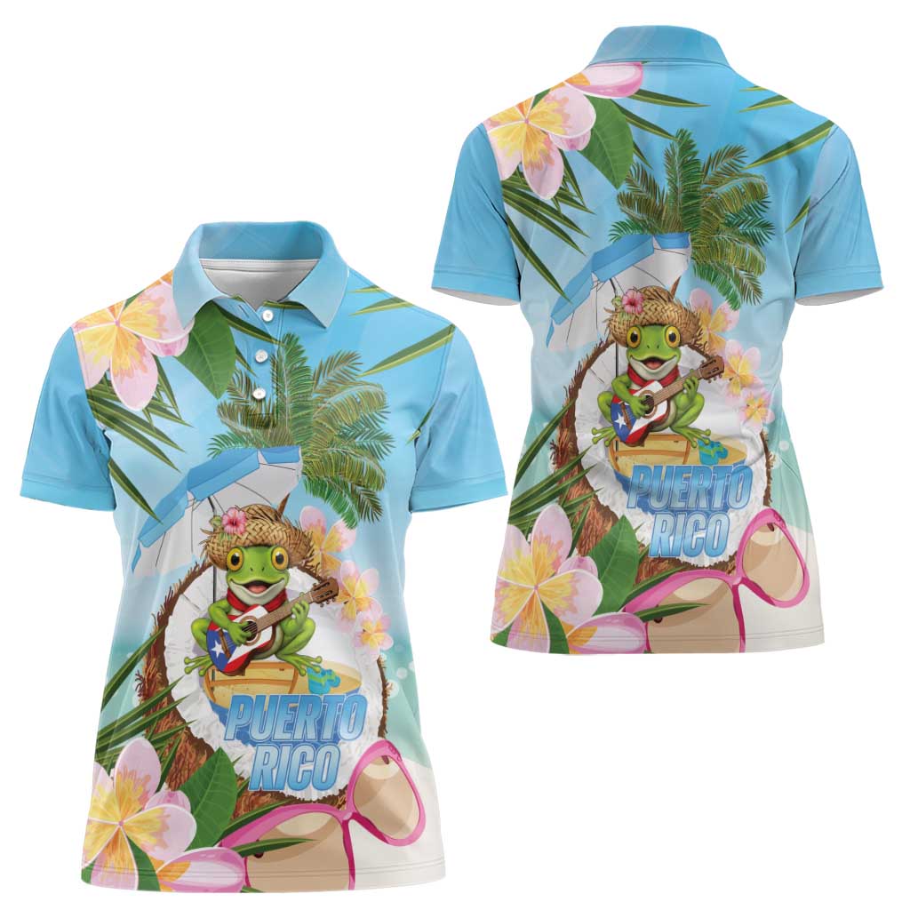 Puerto Rico Pava Coqui Women Polo Shirt Spirit Frog Tropical Beach Vibes - Wonder Print Shop