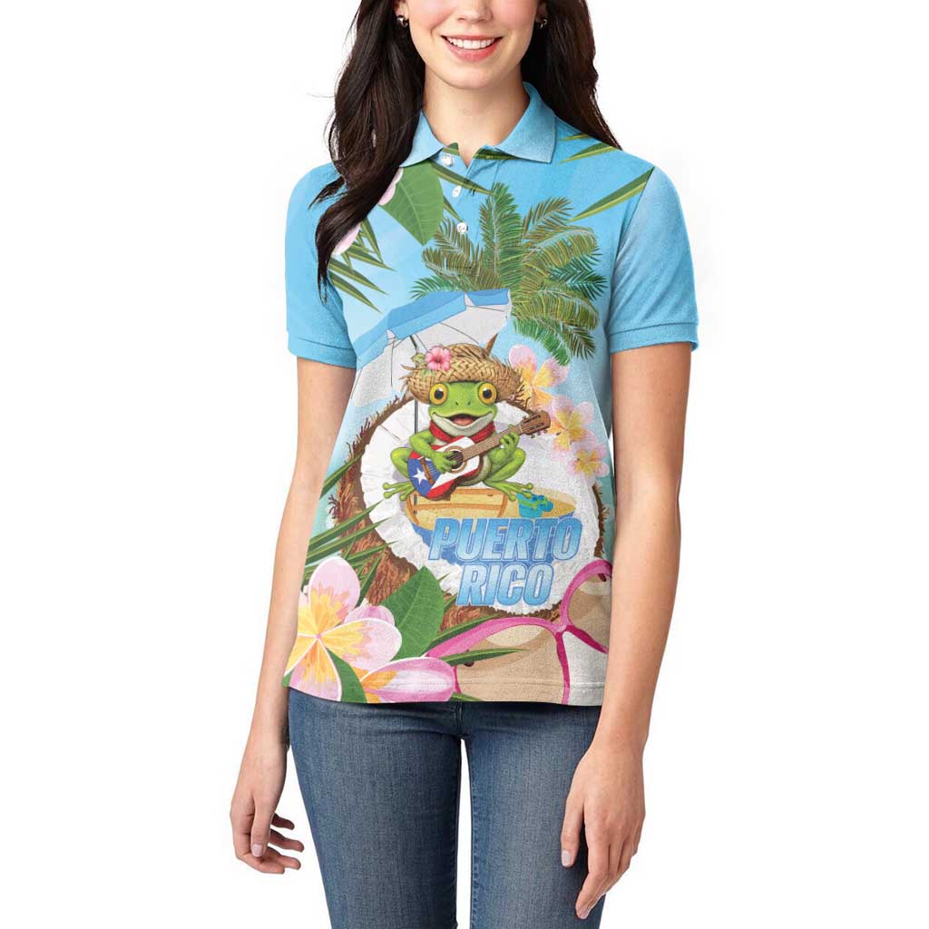 Puerto Rico Pava Coqui Women Polo Shirt Spirit Frog Tropical Beach Vibes - Wonder Print Shop
