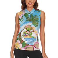 Puerto Rico Pava Coqui Women Sleeveless Polo Shirt Spirit Frog Tropical Beach Vibes - Wonder Print Shop