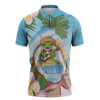 Puerto Rico Pava Coqui Zipper Polo Shirt Spirit Frog Tropical Beach Vibes - Wonder Print Shop