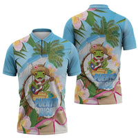 Puerto Rico Pava Coqui Zipper Polo Shirt Spirit Frog Tropical Beach Vibes - Wonder Print Shop