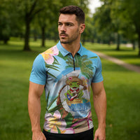 Puerto Rico Pava Coqui Zipper Polo Shirt Spirit Frog Tropical Beach Vibes - Wonder Print Shop