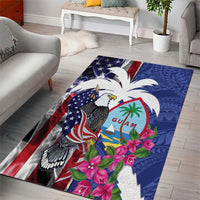 United States Guam Area Rug USA Eagle Guahan Seal Bougainvillea - Wonder Print Shop