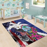 United States Guam Area Rug USA Eagle Guahan Seal Bougainvillea - Wonder Print Shop