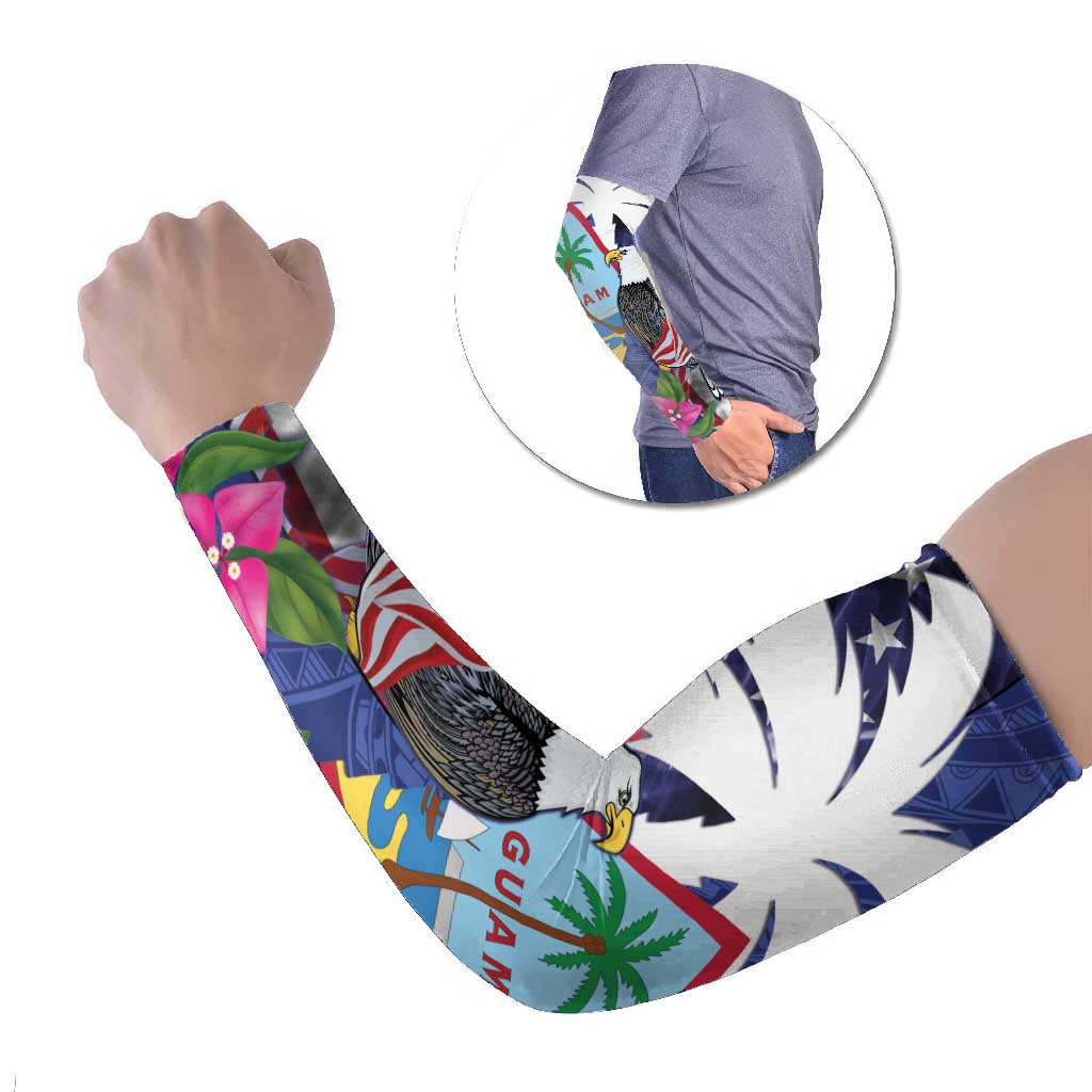 United States Guam Arm Sleeves USA Eagle Guahan Seal Bougainvillea - Wonder Print Shop