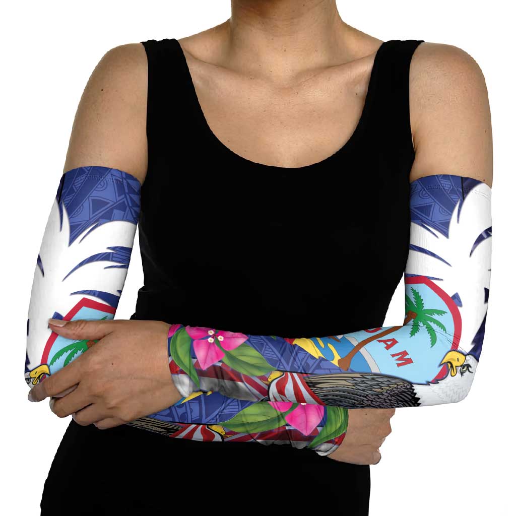 United States Guam Arm Sleeves USA Eagle Guahan Seal Bougainvillea - Wonder Print Shop