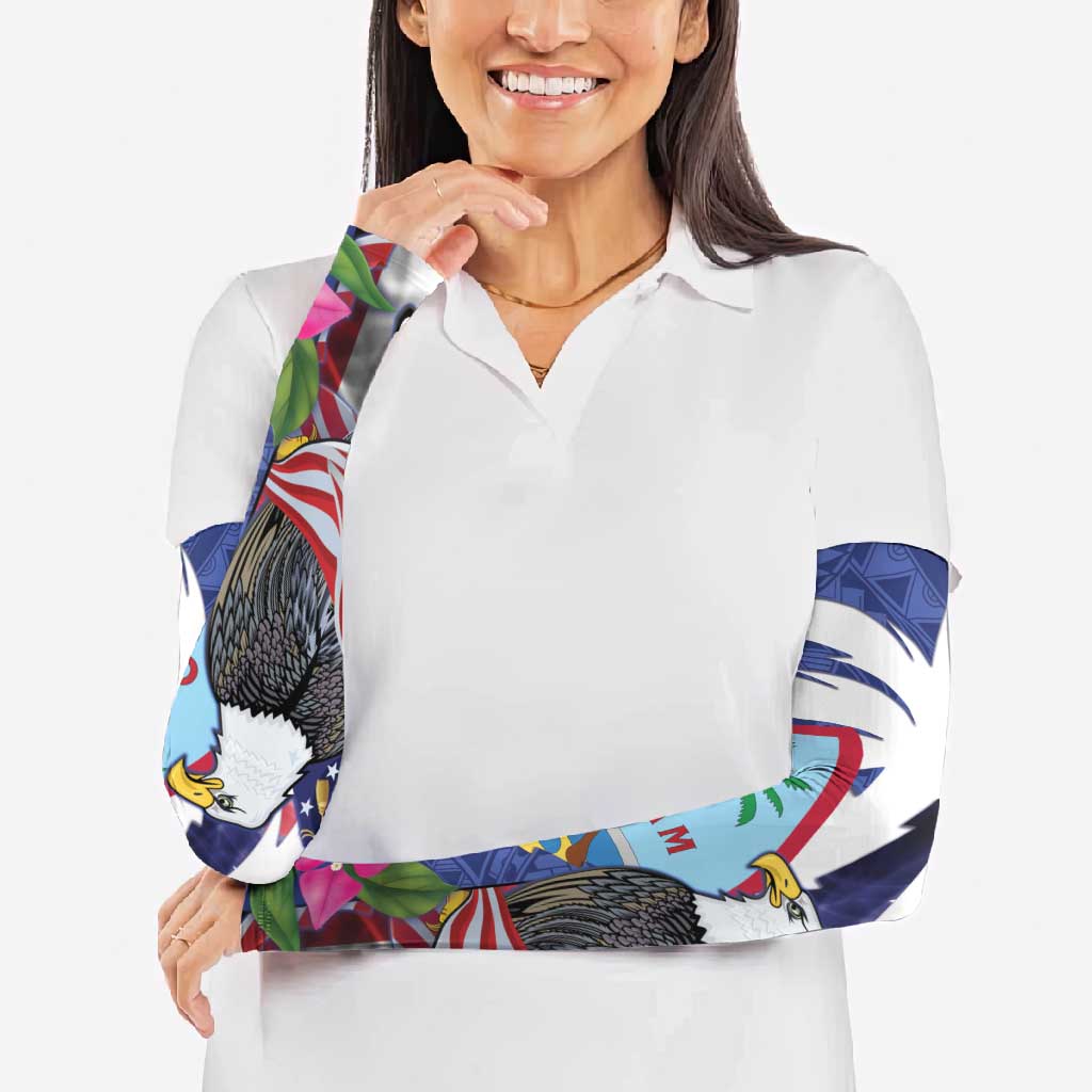 United States Guam Arm Sleeves USA Eagle Guahan Seal Bougainvillea - Wonder Print Shop
