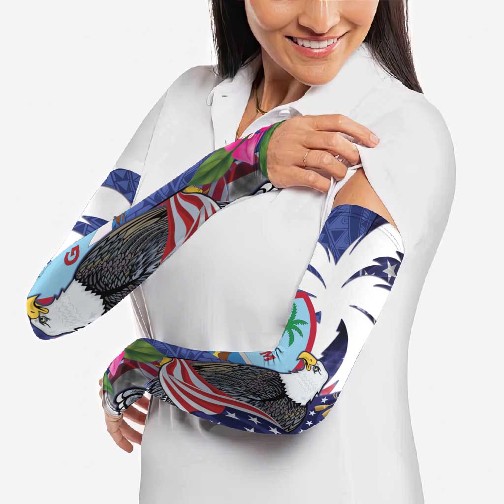 United States Guam Arm Sleeves USA Eagle Guahan Seal Bougainvillea - Wonder Print Shop