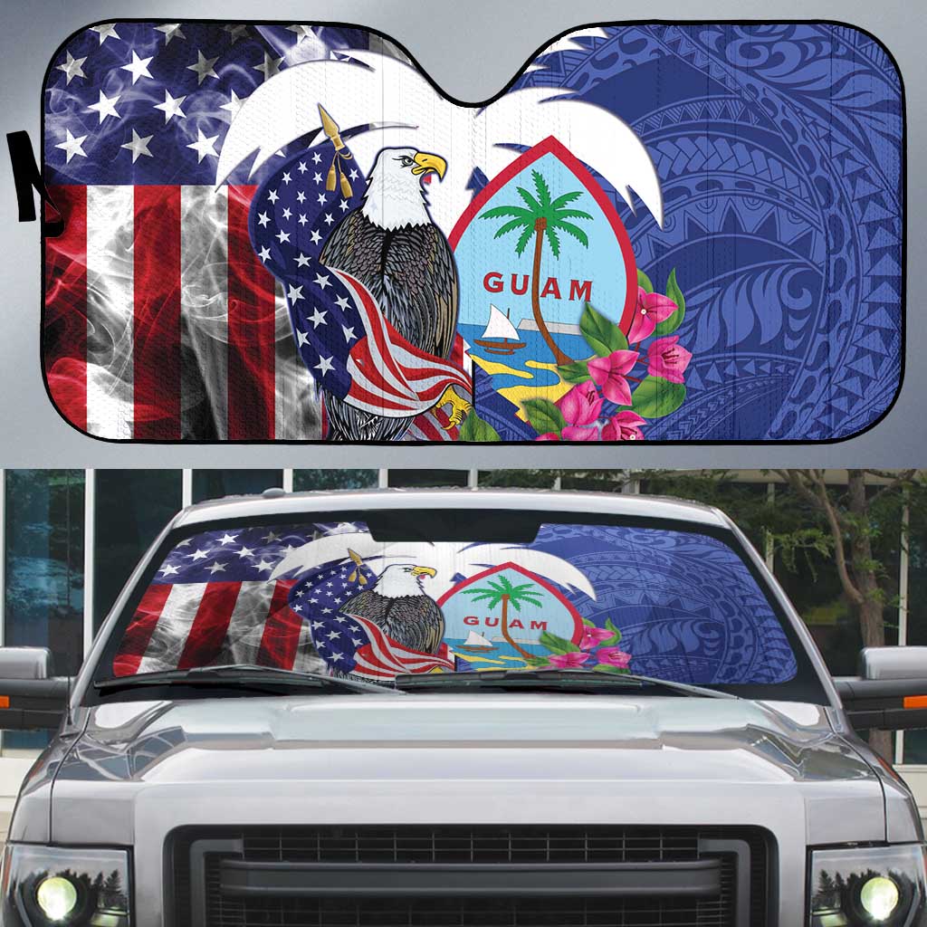 United States Guam Auto Sun Shade USA Eagle Guahan Seal Bougainvillea - Wonder Print Shop