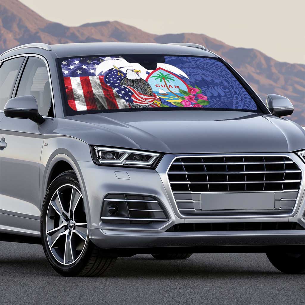 United States Guam Auto Sun Shade USA Eagle Guahan Seal Bougainvillea - Wonder Print Shop