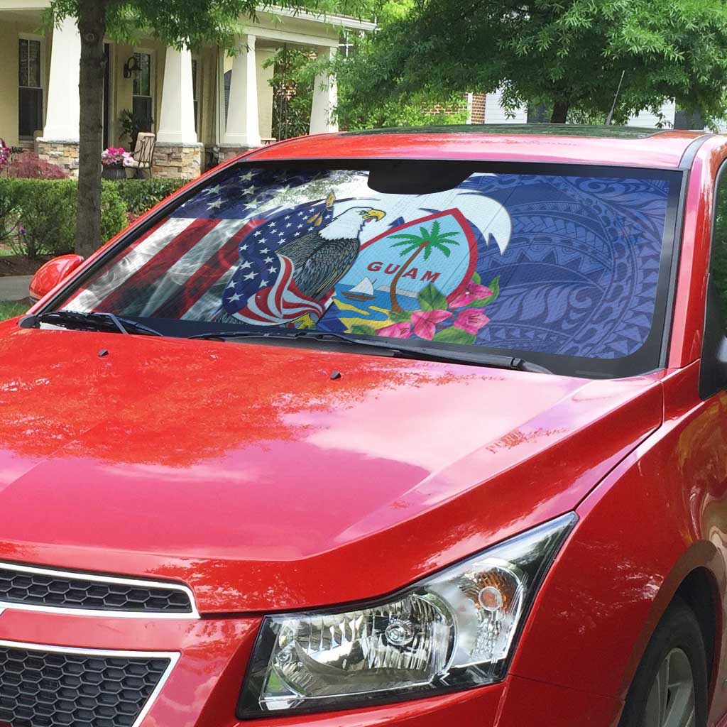 United States Guam Auto Sun Shade USA Eagle Guahan Seal Bougainvillea - Wonder Print Shop