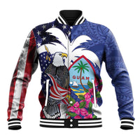 United States Guam Baseball Jacket USA Eagle Guahan Seal Bougainvillea - Wonder Print Shop