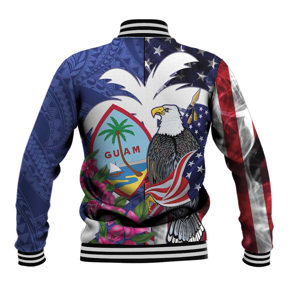 United States Guam Baseball Jacket USA Eagle Guahan Seal Bougainvillea - Wonder Print Shop