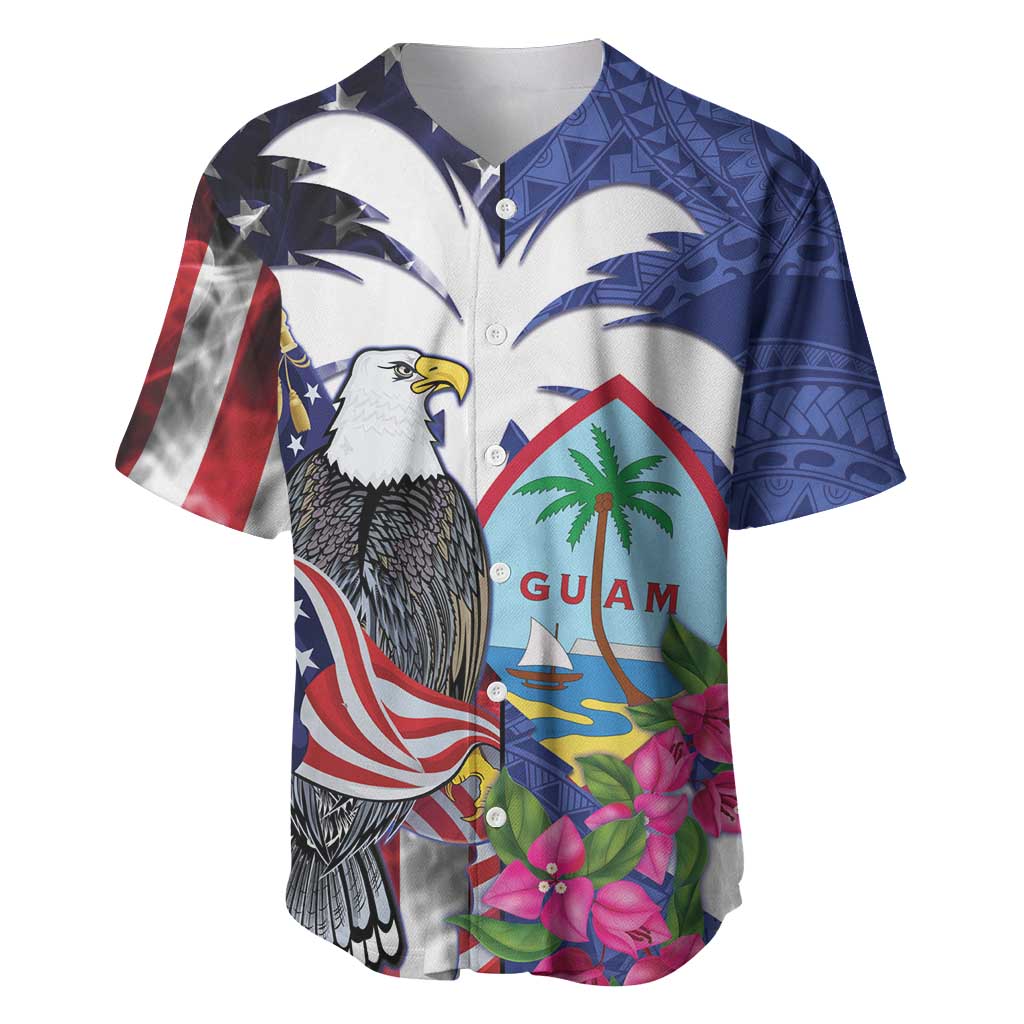 United States Guam Baseball Jersey USA Eagle Guahan Seal Bougainvillea - Wonder Print Shop
