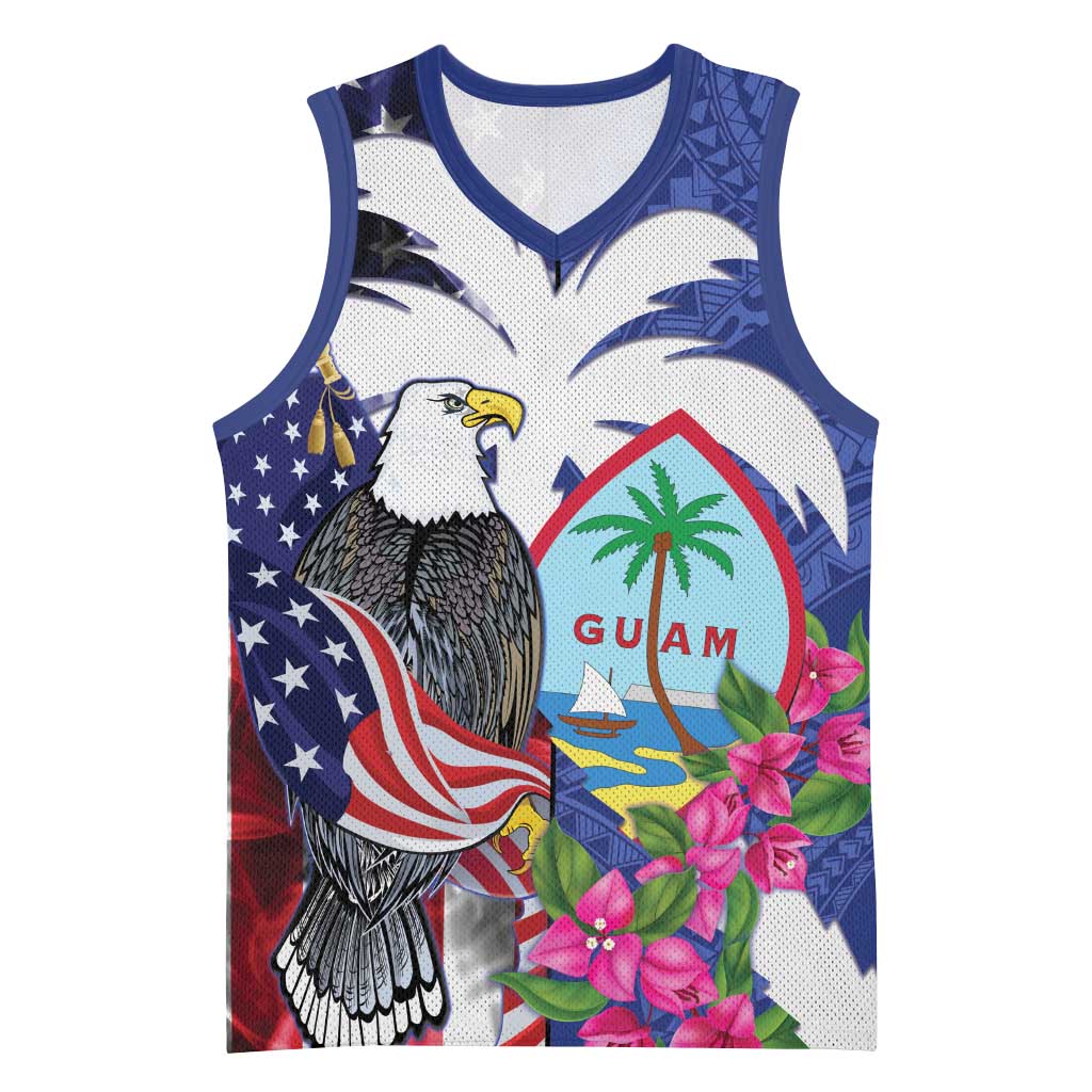United States Guam Basketball Jersey USA Eagle Guahan Seal Bougainvillea - Wonder Print Shop