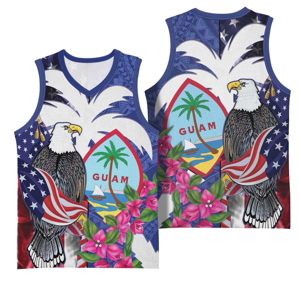 United States Guam Basketball Jersey USA Eagle Guahan Seal Bougainvillea - Wonder Print Shop