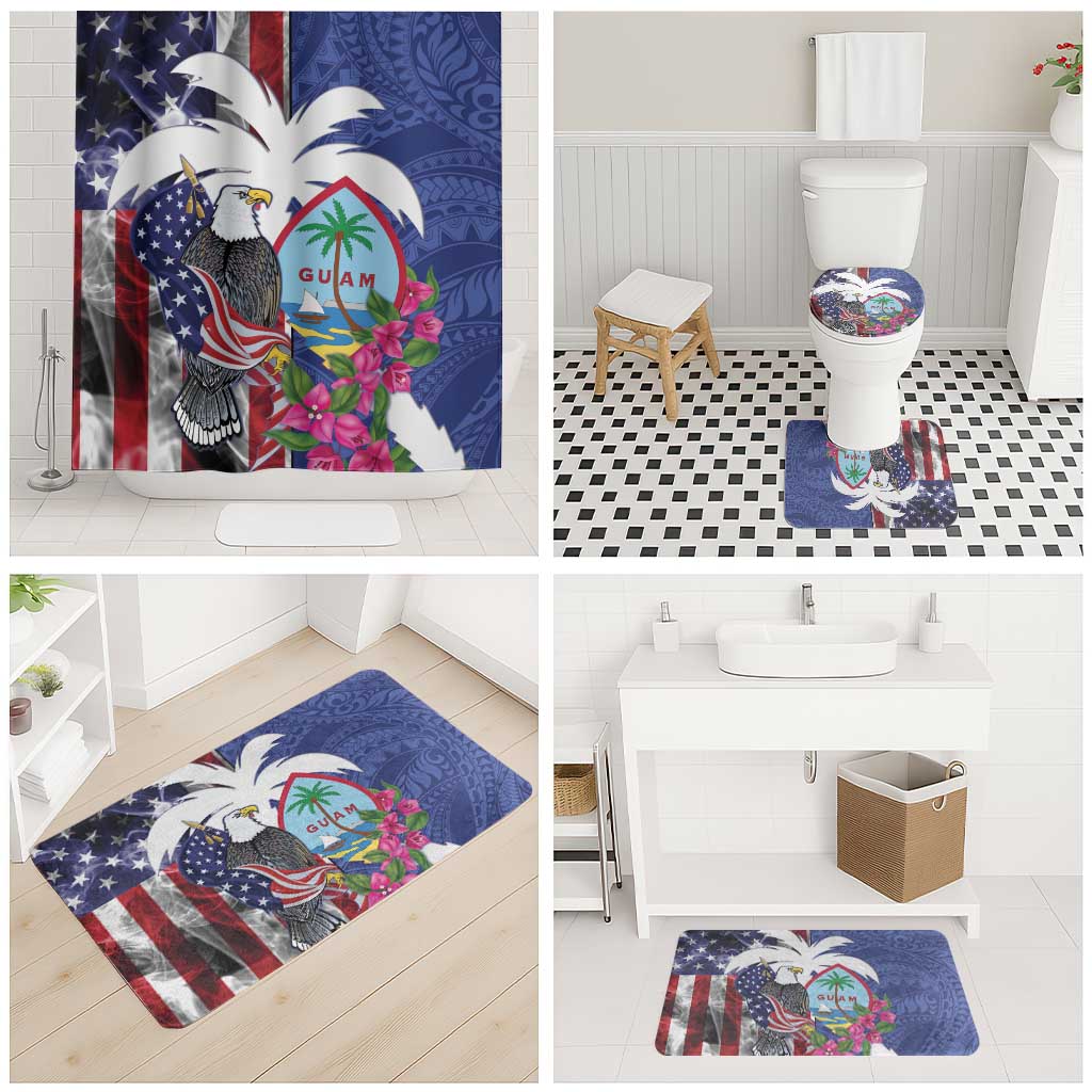 United States Guam Bathroom Set USA Eagle Guahan Seal Bougainvillea - Wonder Print Shop