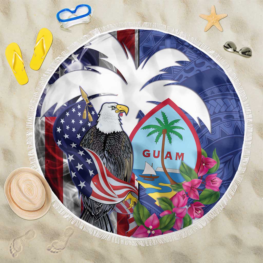 United States Guam Beach Blanket USA Eagle Guahan Seal Bougainvillea - Wonder Print Shop