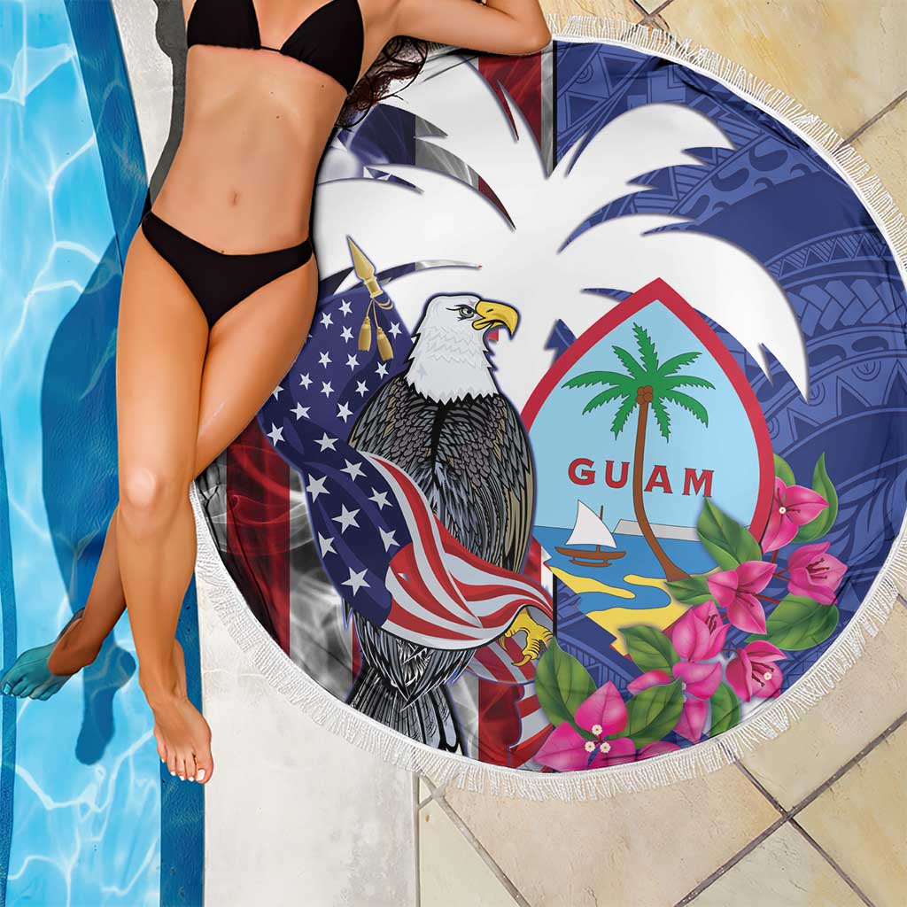 United States Guam Beach Blanket USA Eagle Guahan Seal Bougainvillea - Wonder Print Shop