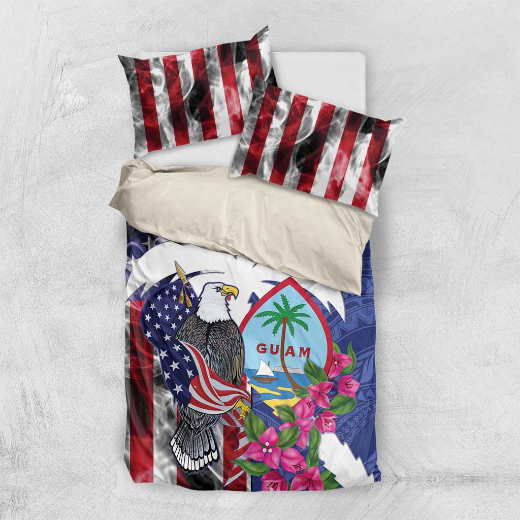United States Guam Bedding Set USA Eagle Guahan Seal Bougainvillea - Wonder Print Shop