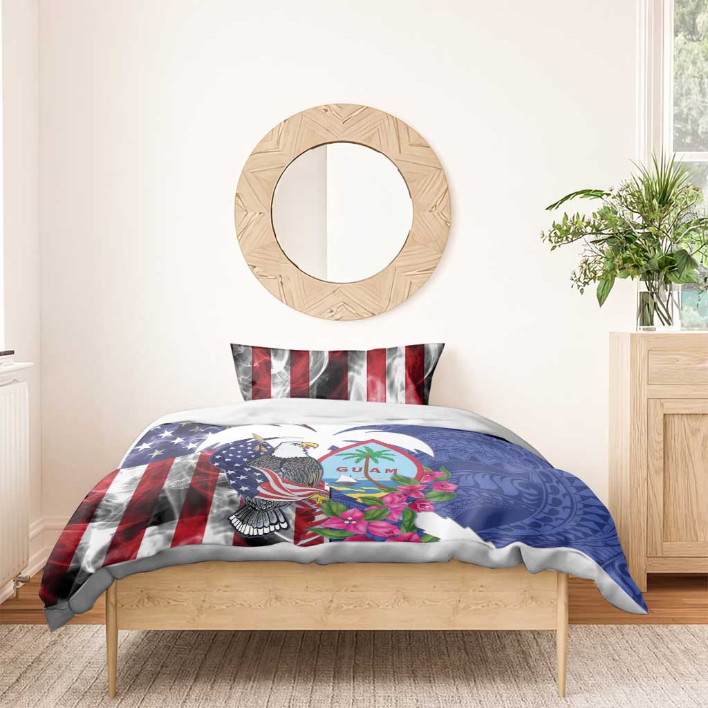 United States Guam Bedding Set USA Eagle Guahan Seal Bougainvillea - Wonder Print Shop