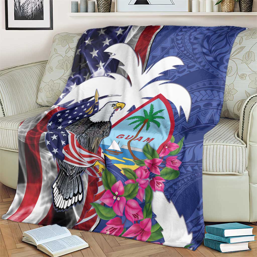 United States Guam Blanket USA Eagle Guahan Seal Bougainvillea - Wonder Print Shop